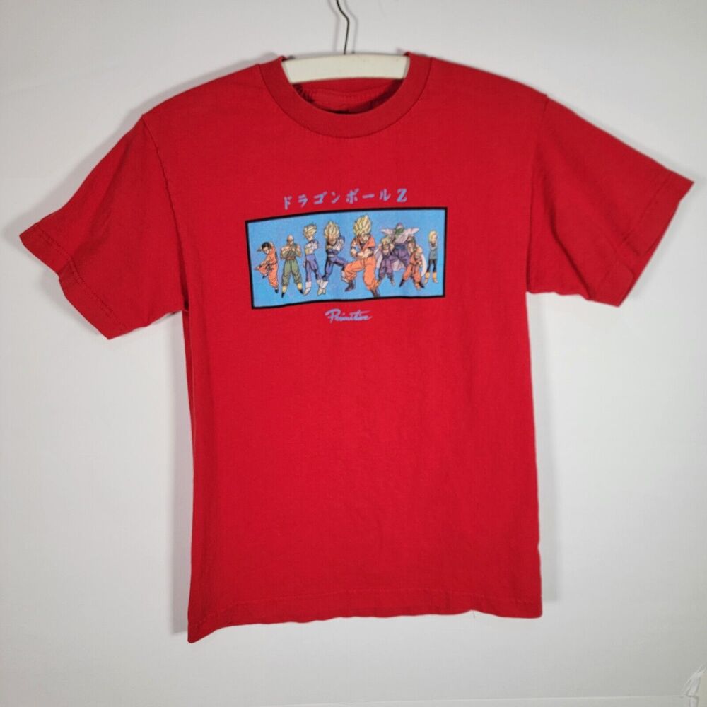 Dragon Ball Z Red T-Shirt Size S Primitive Short Sleeve Crew Neck Fast Shipping